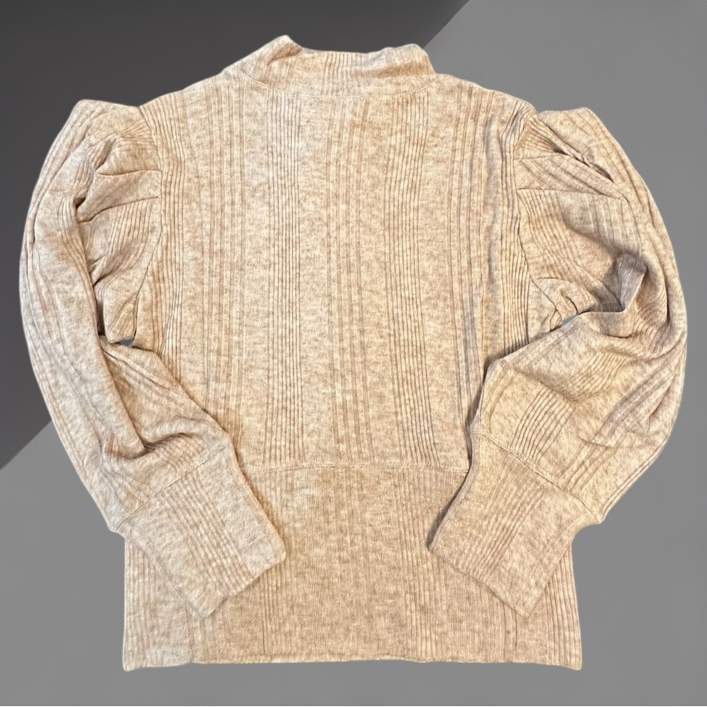 NWT B.O.G. Raquel Lightweight Ribbed Mock Neck Cropped Sweater | Tan | Small - Picture 1 of 8